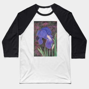 Purple Iris in Colored Pencil Baseball T-Shirt